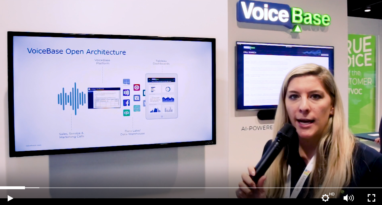 screen shot of a video of emily doing a demo of voicebase at enterprise connect 2019